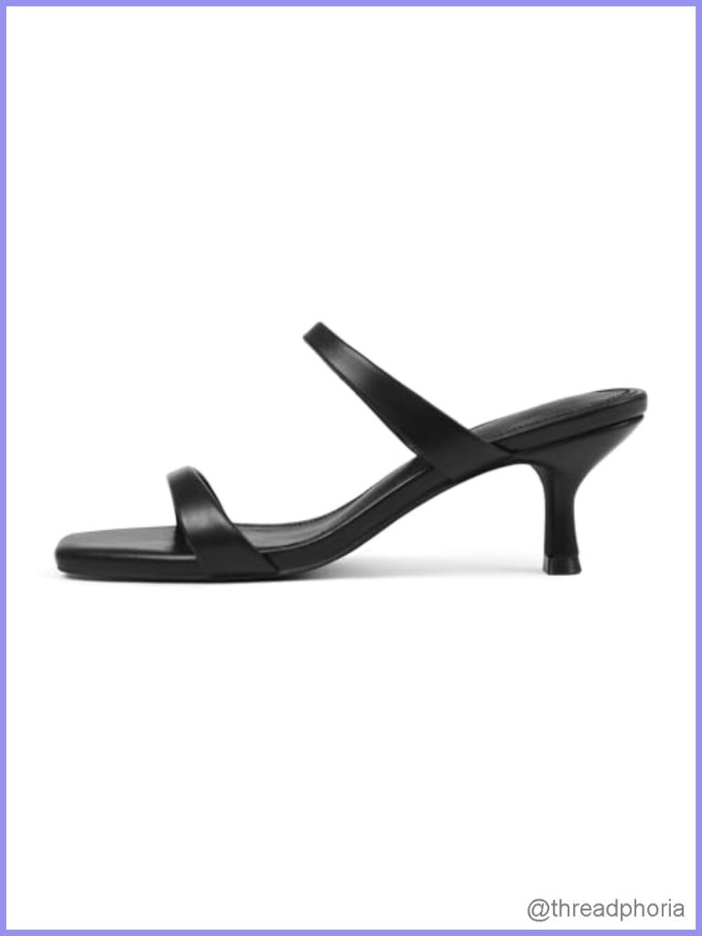Kitten Heel Square Toe Mules Slip On Heeled Sandals for Women PU